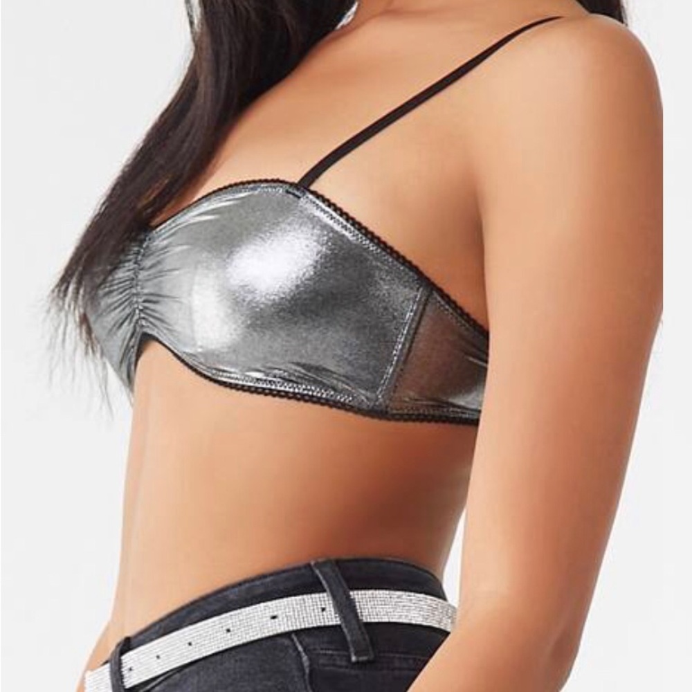 Metallic Silver Bra Medium new